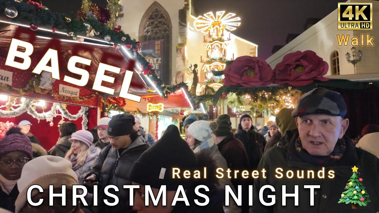 Basel Christmas Market at Night 🎄✨ | Weihnachten in Basel 🇨🇭 | Real Street Sounds Walking Tour (4K)