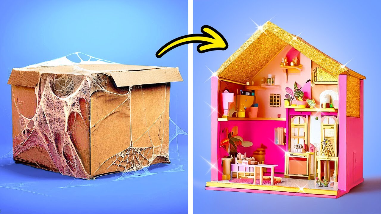 Hoe bouw je een schattig poppenhuis met Rainbow Mini-Crafts ❤️ DIY miniatuurhuis voor poppen