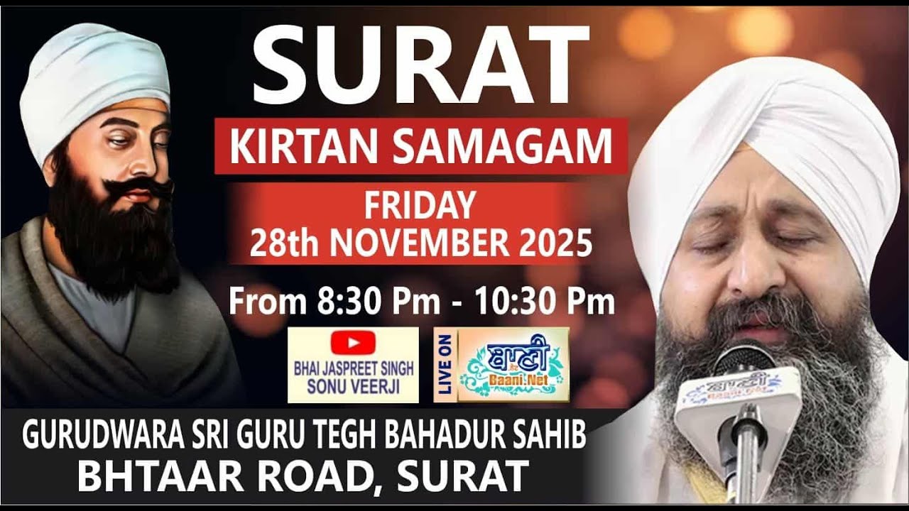 LIVE Bhai Jaspreet Singh Ji Sonu Veerji | Surat-Gujarat | 28.Nov.2025