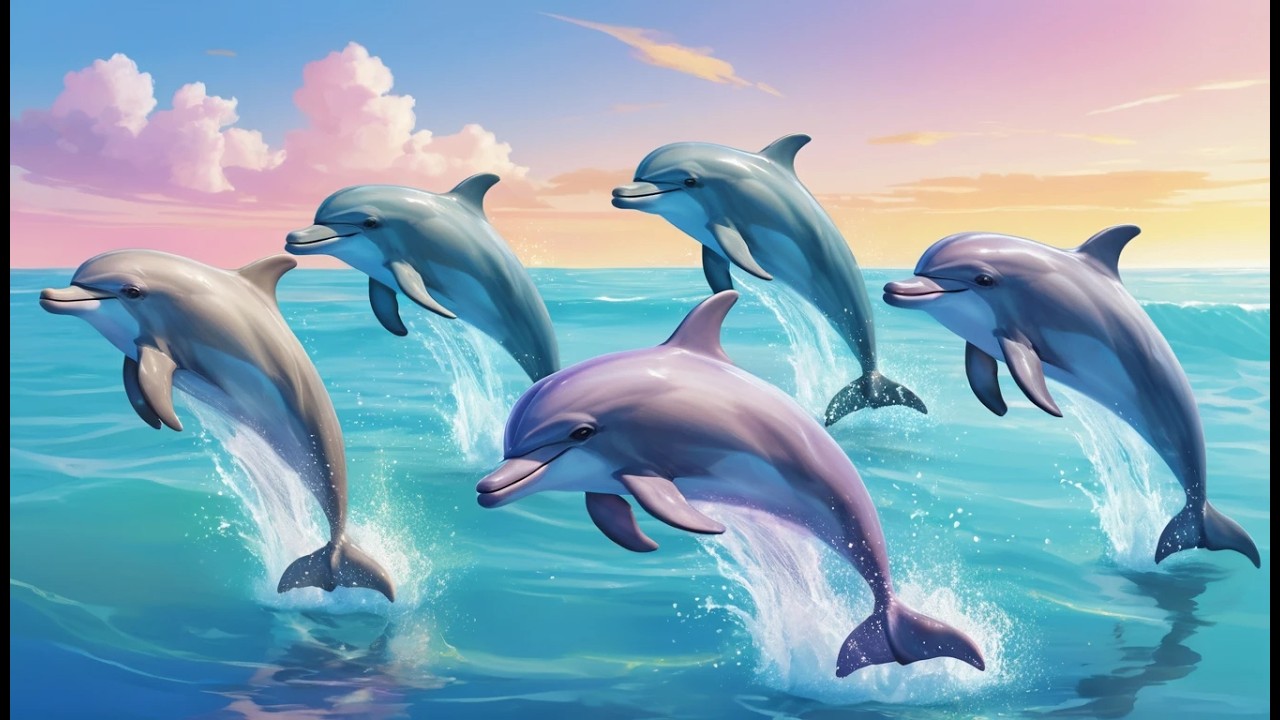 Fünf kleine Delfine schwimmen im Kreis herum | Unterwasser-Lied & Zählen lernen