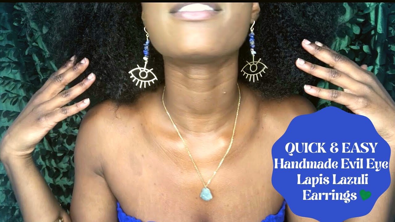 Lapis Lazuli Evil Eye Earrings | Easy DIY Earring Tutorial | Beginner Friendly Trendy & Gold