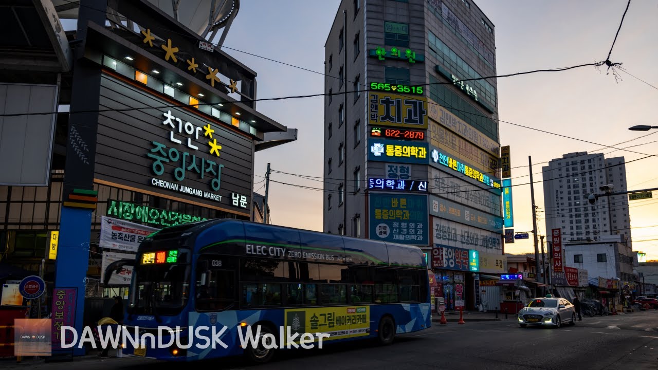 🇰🇷 Dawn Walk from Cheonan Station to Cheonan Jungang Market | Korea Walking Travel