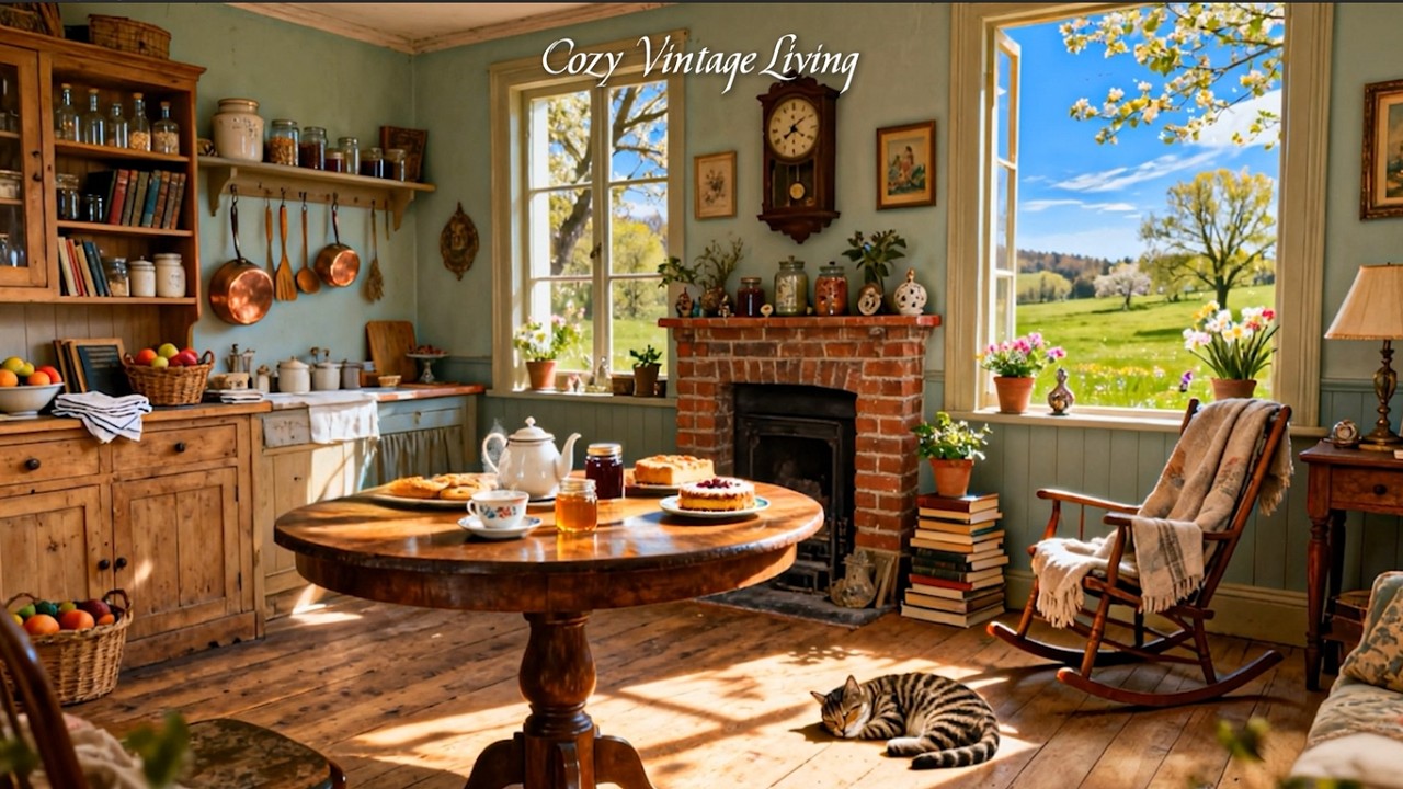 Peaceful Spring Morning in a Cozy Farmhouse Kitchen | Vintage Oldies Music for Relax,Sleep& Unwind