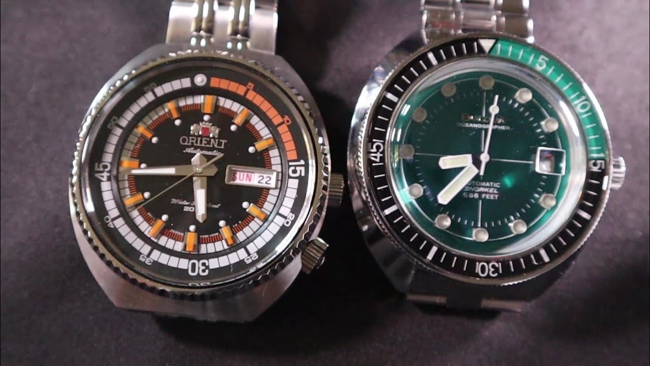ORIENT NEO VINTAGE CLASSIC SPORT VS BULOVA OCEANOGRAPHER,DUE DIVER VINTAGE A CONFRONTO,