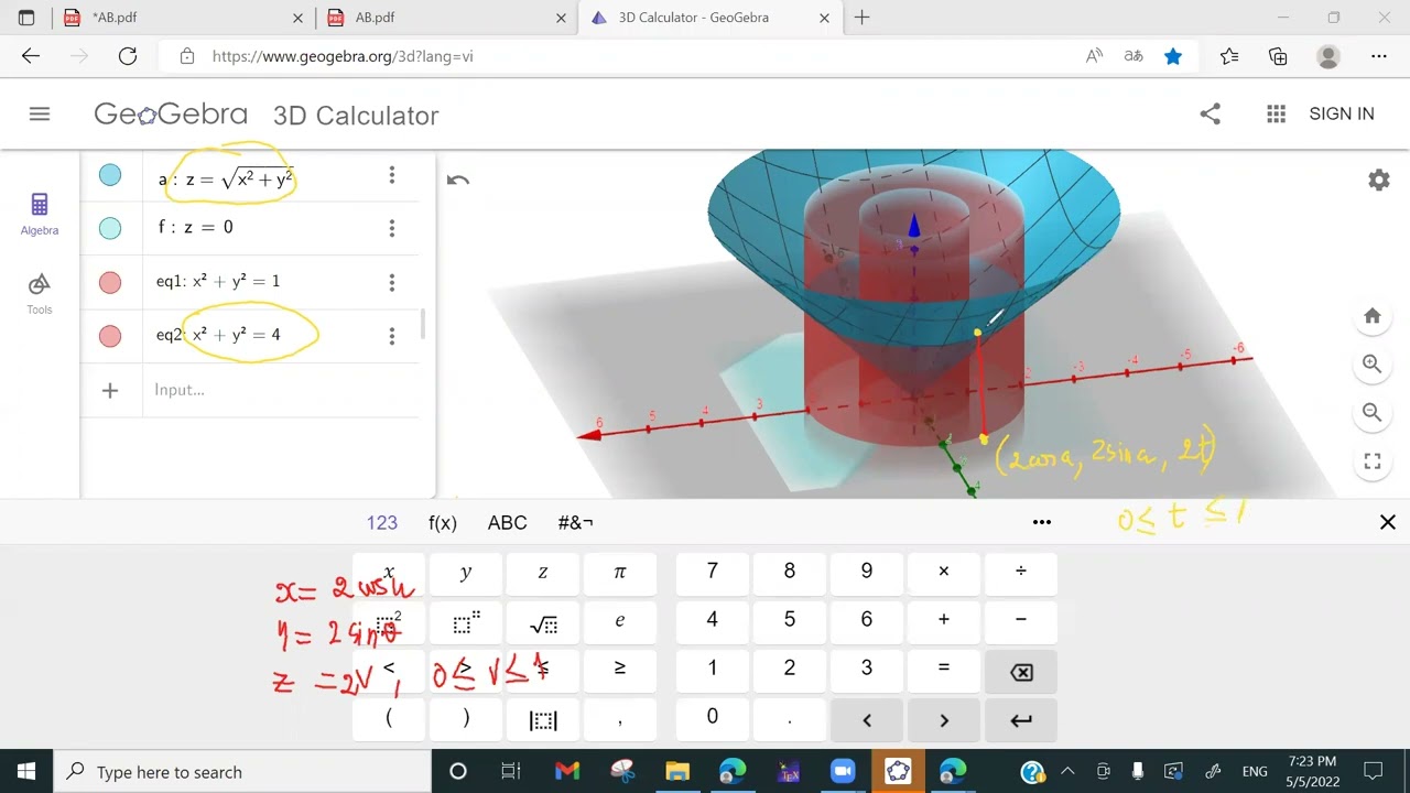 Vẽ miền 3D (3 chiều) bằng geogebra