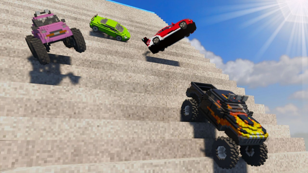 TESTING CARS vs GIANT STAIRS JUMP DOWN | Teardown