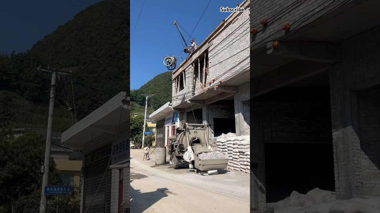 A good way to save labor: transport building materials by electric lifting #tools#building #shorts