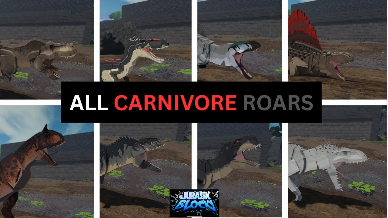 All Carnivore Roars in Jurassic Blocky **EPIC**