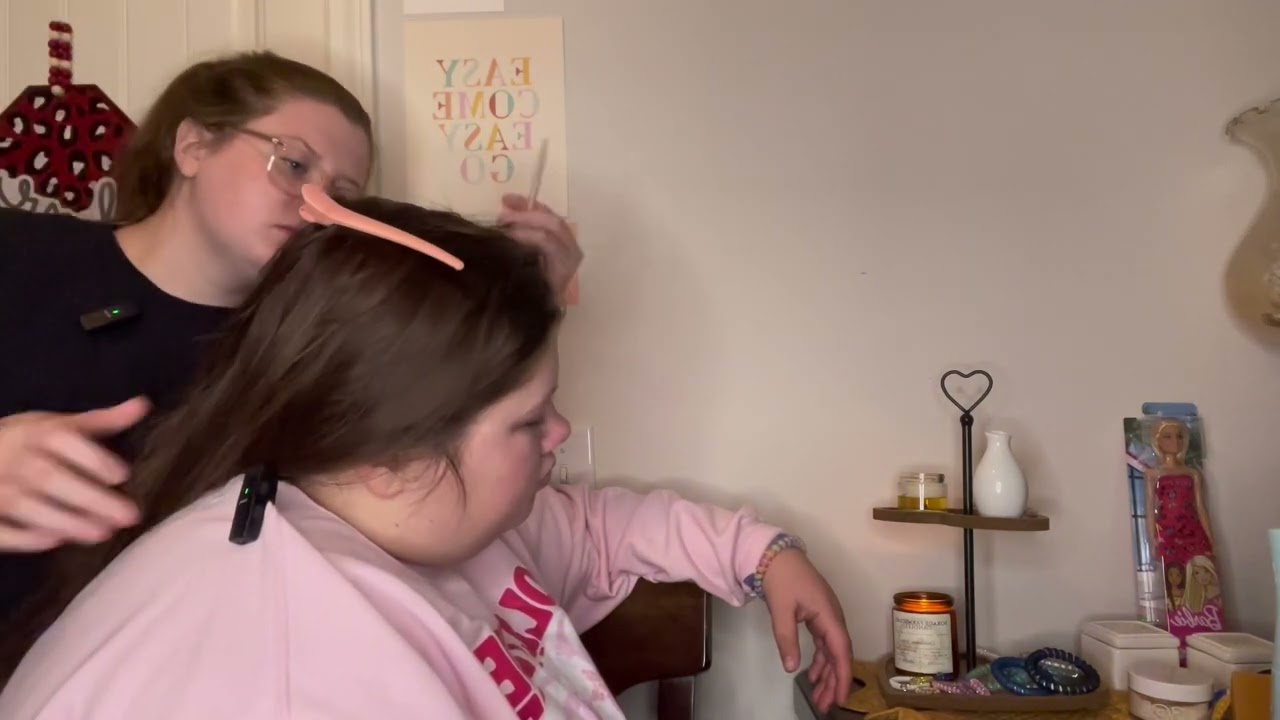 Hair Play with My Sister! (Hair brushing, scalp check, soft talking, etc.)