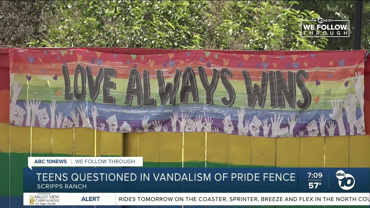 'Soul shattering' possible motive in vandalism of Pride fence in Scripps Ranch