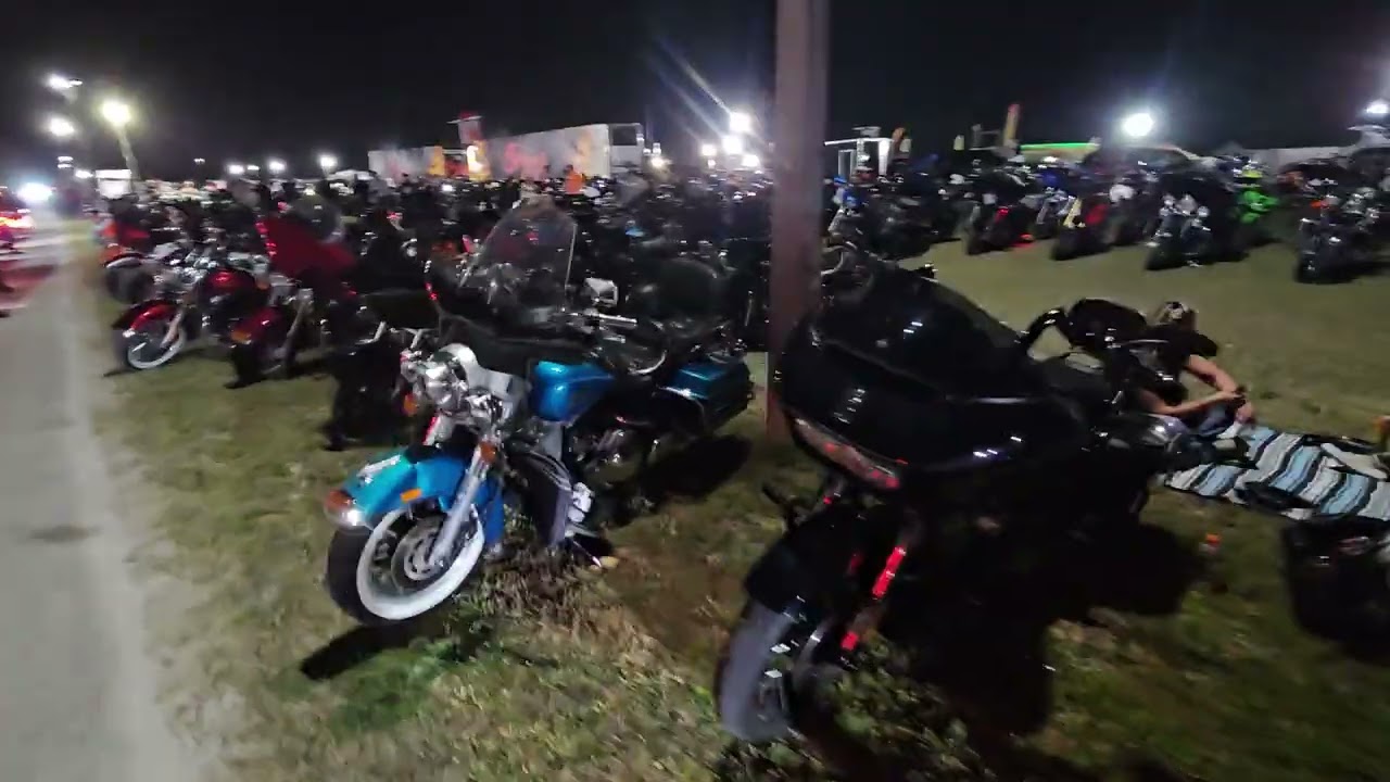 Bikers by the Thousand's + Yellow Bird at Burning Bike Event Daytona Beach Bike Week