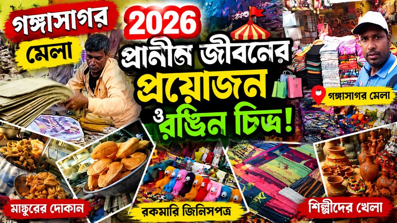 গঙ্গাসাগর মেলার বাজার🎪🛍️। গ্রামীণ জীবনের প্রয়োজন ও রঙিন চিত্র। গঙ্গাসাগর মেলা।
