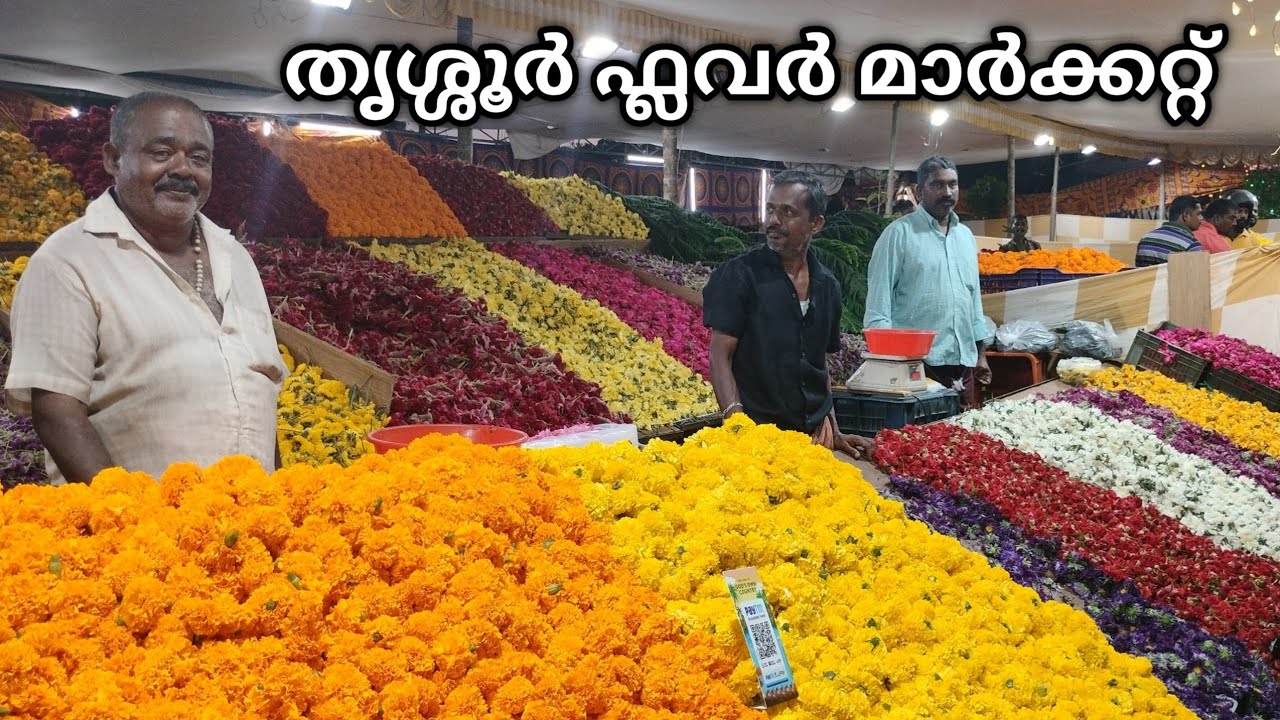ഒരു Kg ₹60 രൂപ മുതൽ | Thrissur Flower Market | Flowers market in Kerala | Onam Flowers | pookalam