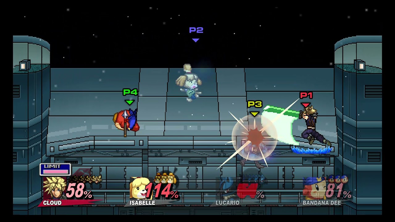 Super Smash Flash 2 Project B: Cloud vs Isabelle vs Lucario vs Bandana Dee