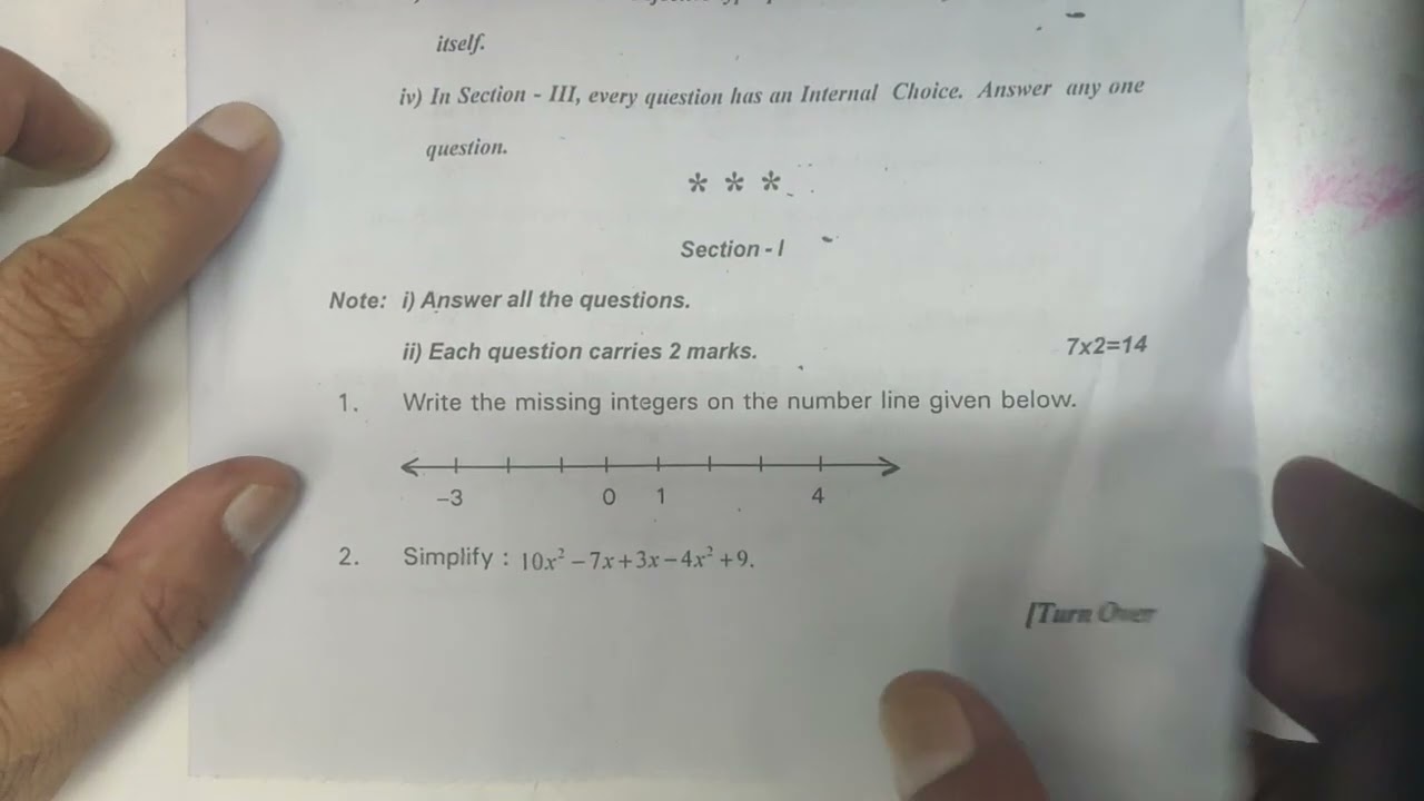 7th Class SA-2 | MATHS | QUESTION PAPER