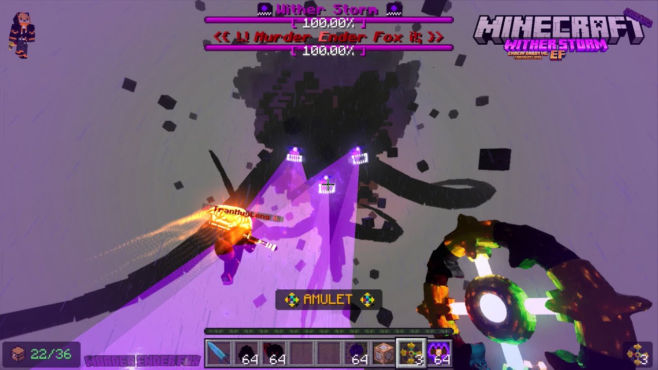 Wither Storm VS Murder Ender Fox [MCPE-MCBE] Murder Ender Fox vs Wither Storm in Minecraft ,EFMC🦊!!!
