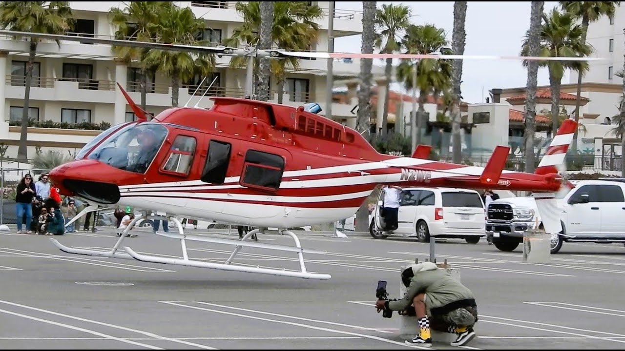 Bell 206L-4 LongRanger Start-Up & Departure Huntington Beach, CA N2WE