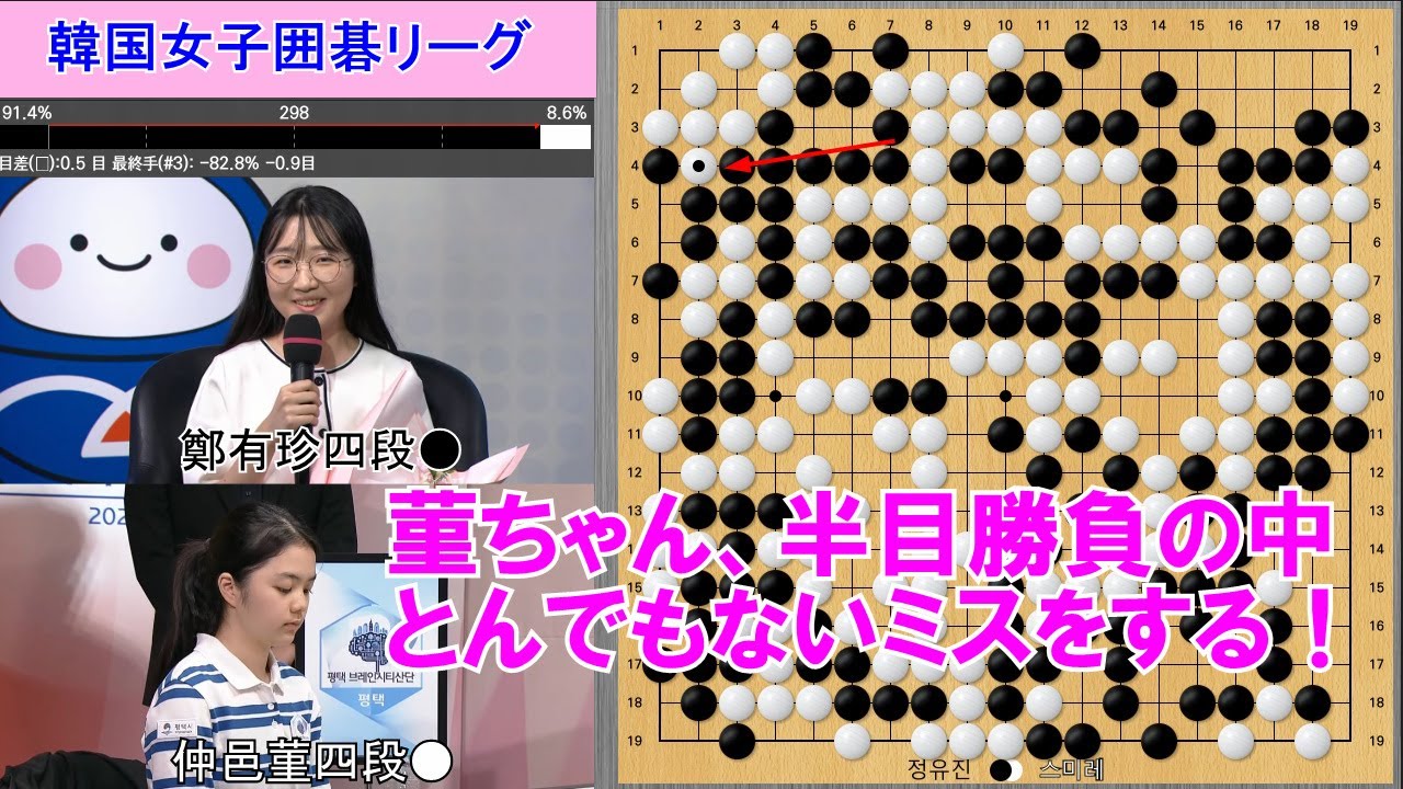 【韓国女子囲碁リーグ】仲邑四段、二度命拾いする！