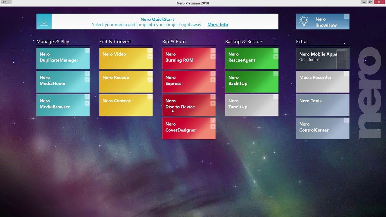 Nero Launcher &ndash; Overview of Nero Platinum 2018