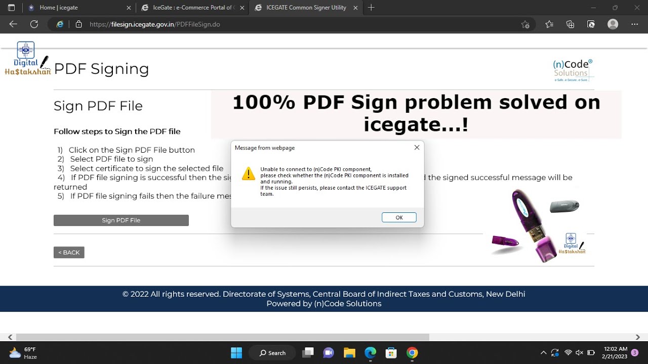 How to Sign PDF with Digital Signature on ICE-Gate ||(9582323934)|| No PKI applet java Error Solved!