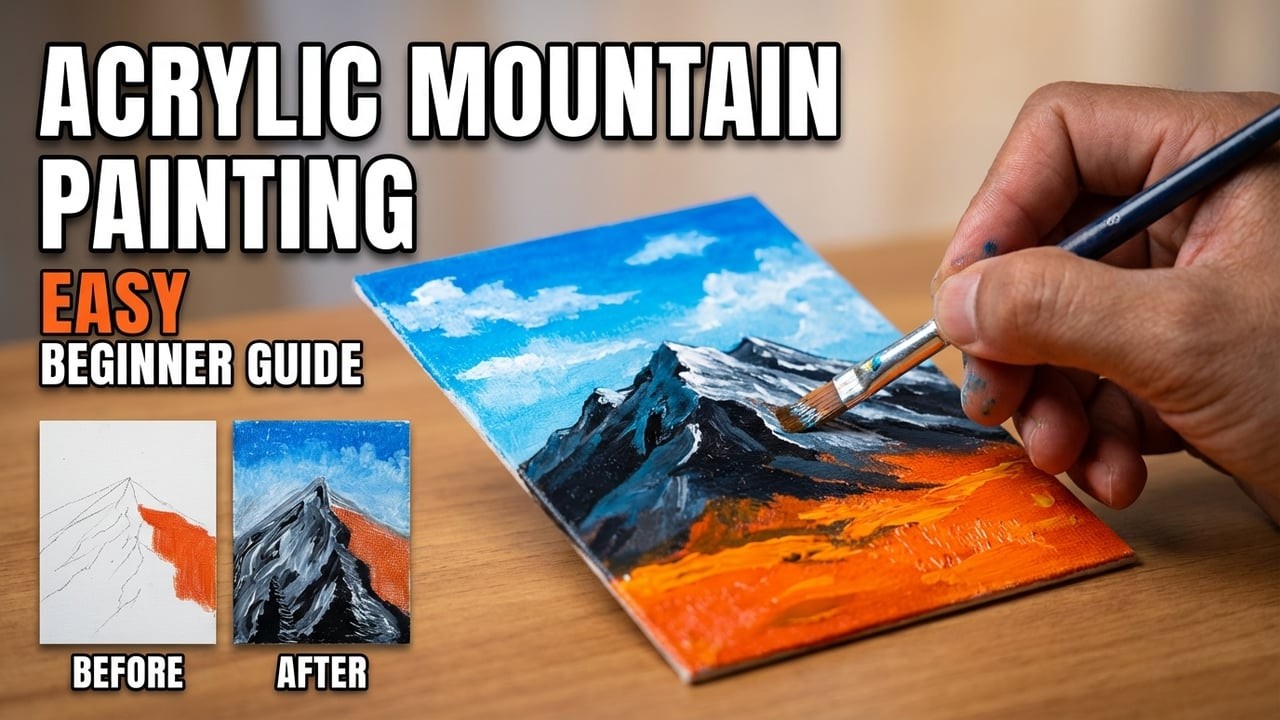 Snow-Capped Peak | Acrylic Mountain Painting
