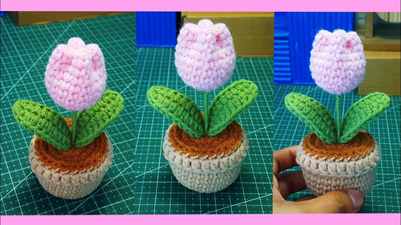 How to Make Crochet Tulip in a Pot | Easy Tutorial for Beginners | Pattern