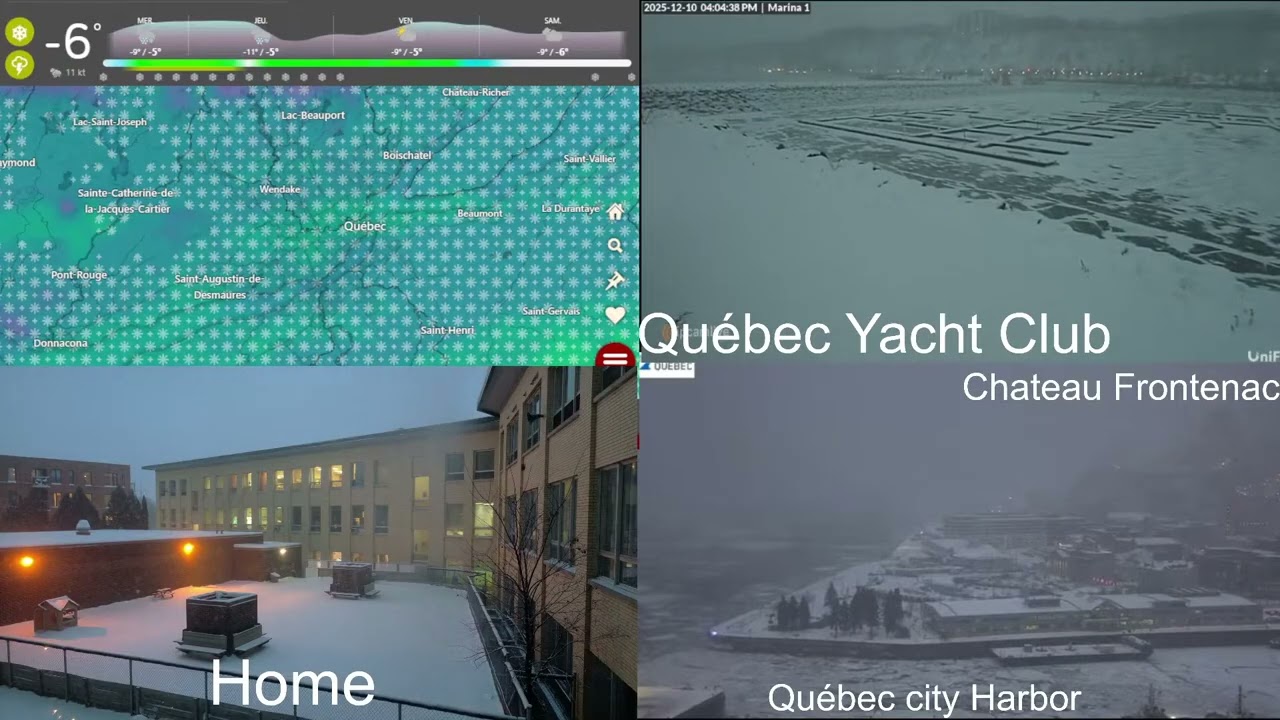[1080P60FPS] Qu&eacute;bec city weather | Surprise snow storm  | December 10th 2025