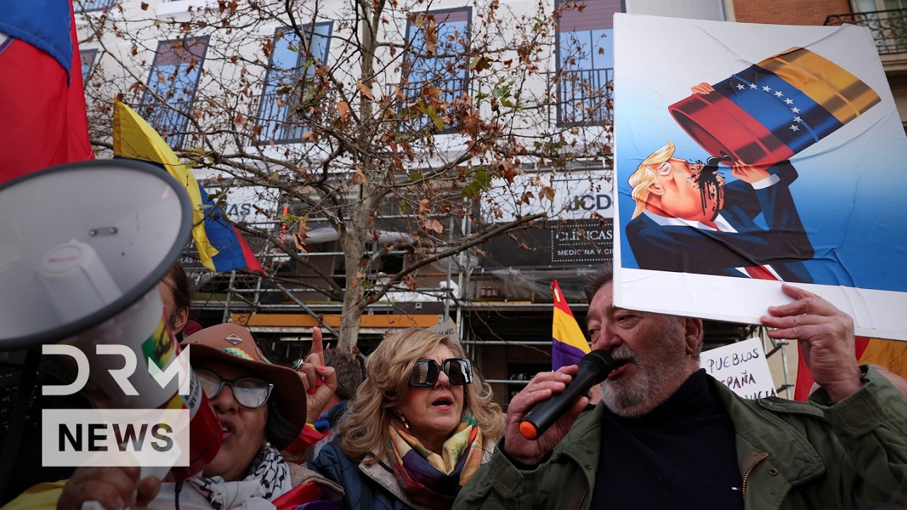 FULL: Thousands Rally Outside U.S. Embassy in Madrid to Protest Strikes in Venezuela | AC1N