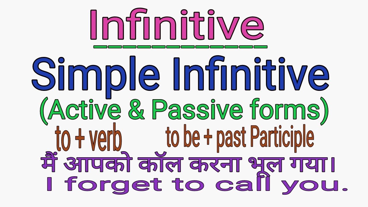 SIMPLE INFINITIVE IN ACTIVE & PASSIVE FORMS IN ENGLISH GRAMMAR IN HINDI | INFINITIVE IN ENGLISH