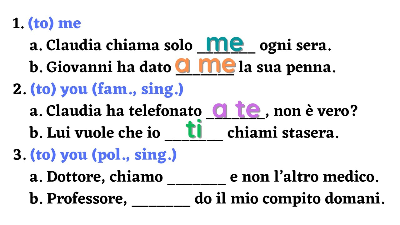 Italian stressed and unstressed pronouns | Direct and indirect object | Learn italian free lessons