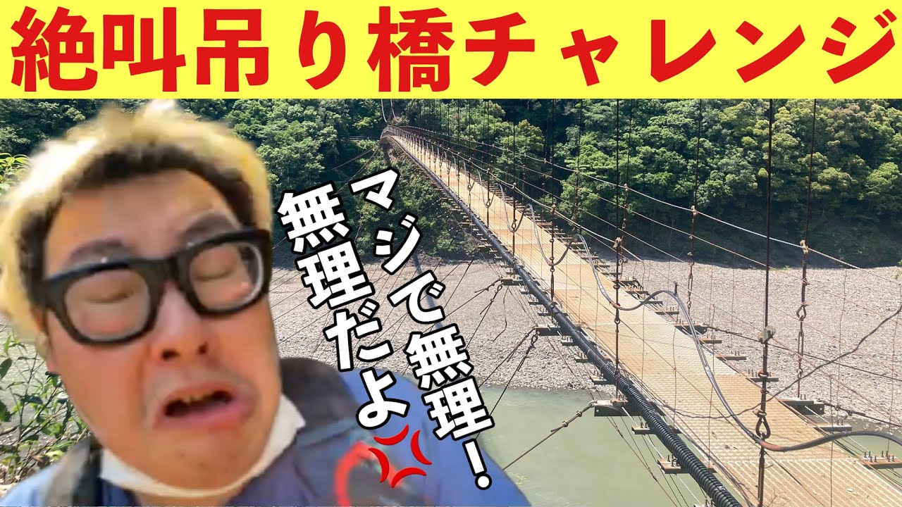 高所恐怖症おじさんが巨大つり橋の上を歩くぞ！！
