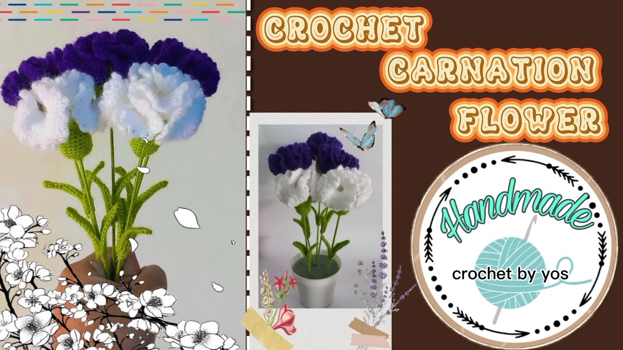 CROCHET CARNATION FLOWER | BUNGA ANYELIR RAJUT | CROCHET FLOWER | HOW TO CROCHET FLOWER | DIY