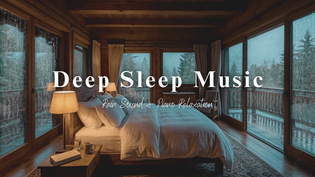 Rain Falling on Window Glass | Gentle Piano Music and Rain Sounds for Sleep Problems