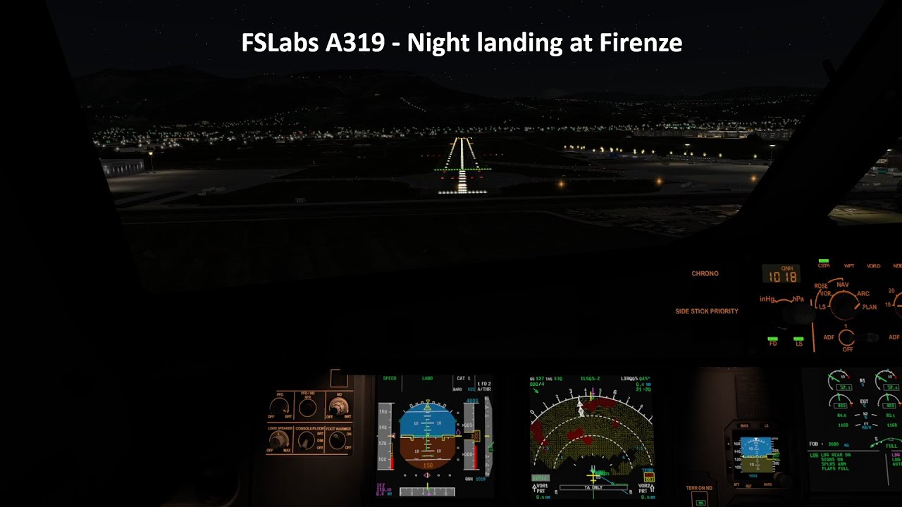[FSLabs A319] Night landing at Firenze | FLR RWY05