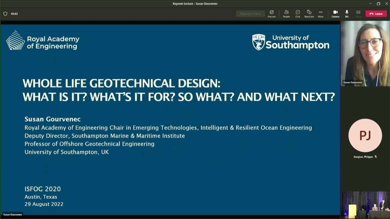 ISFOG 2020 Technical Keynote -  Susie Gourvenec - Whole Life Geotechnical Design