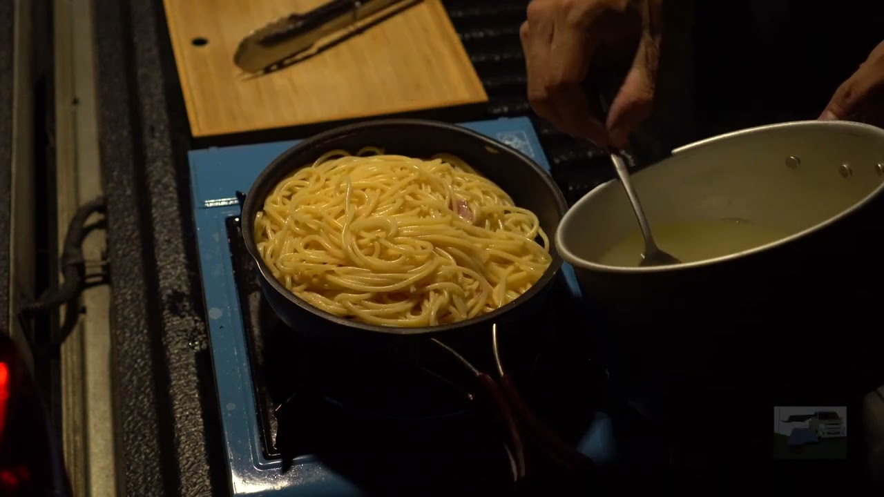 How to Cook Easy and Simple Carbonara [Camp Cooking] Sounds of Camping ASMR