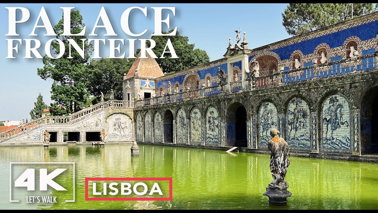 Garden of Fronteira Palace Lisbon Walking Tour2022 | 4K Portugal Virtual Travel with City Sounds