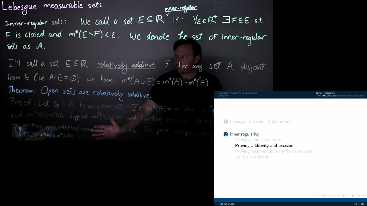 Measure Theory 11 - Open sets are relatively additive