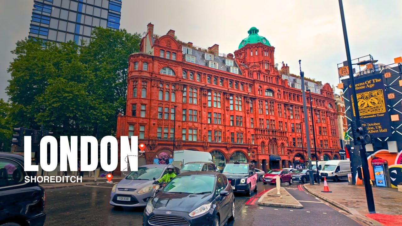 London Walk 4K HDR | Shoreditch Street Art After Rain + Victorian Homes