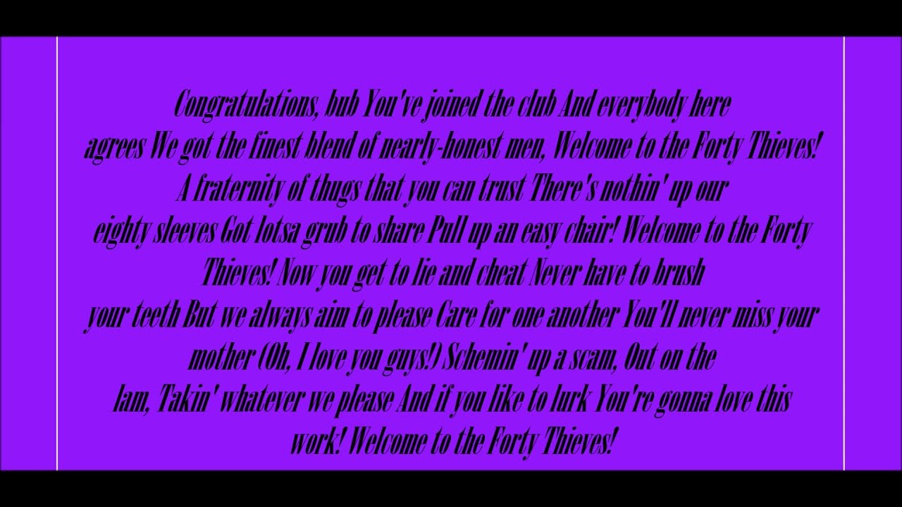 Aladdin And The King Of Thieves, Welcome To The Forty Thieves Lyrics