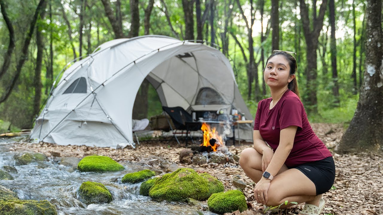 30 Day Camping Alone in the Forest | Cooking, Relaxation, ASMR, and Insect Sounds in the Forest