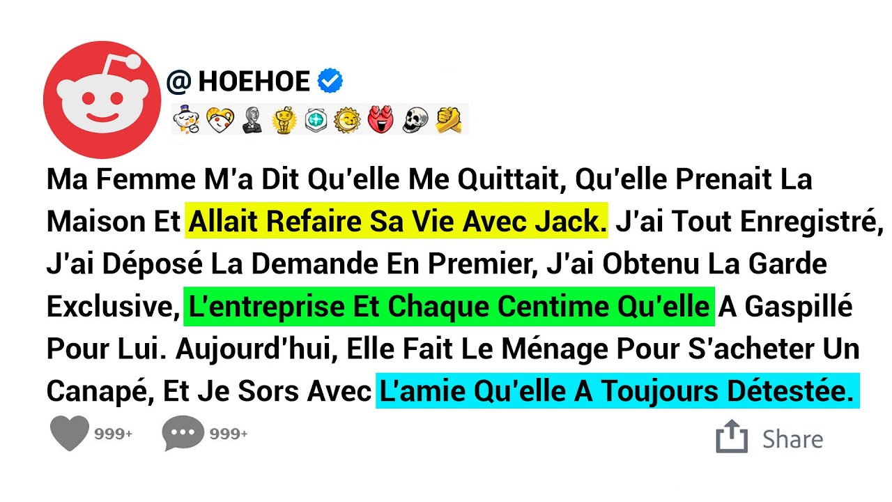 Ma Femme M’a Dit Qu’elle Me Quittait, Qu’elle Prenait La Maison Et Allait Refaire Sa Vie Avec Jack..