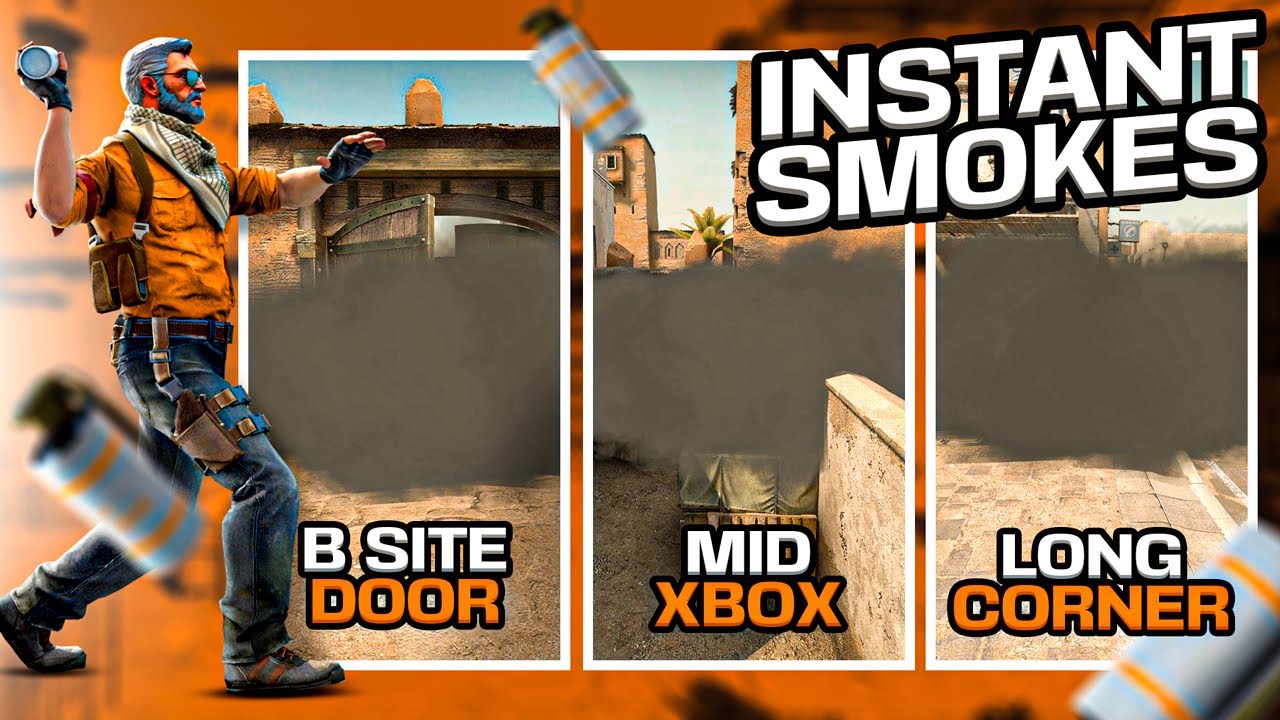 CS2 Dust2 Instant Smokes — Xbox, длинный угол A и дверь B