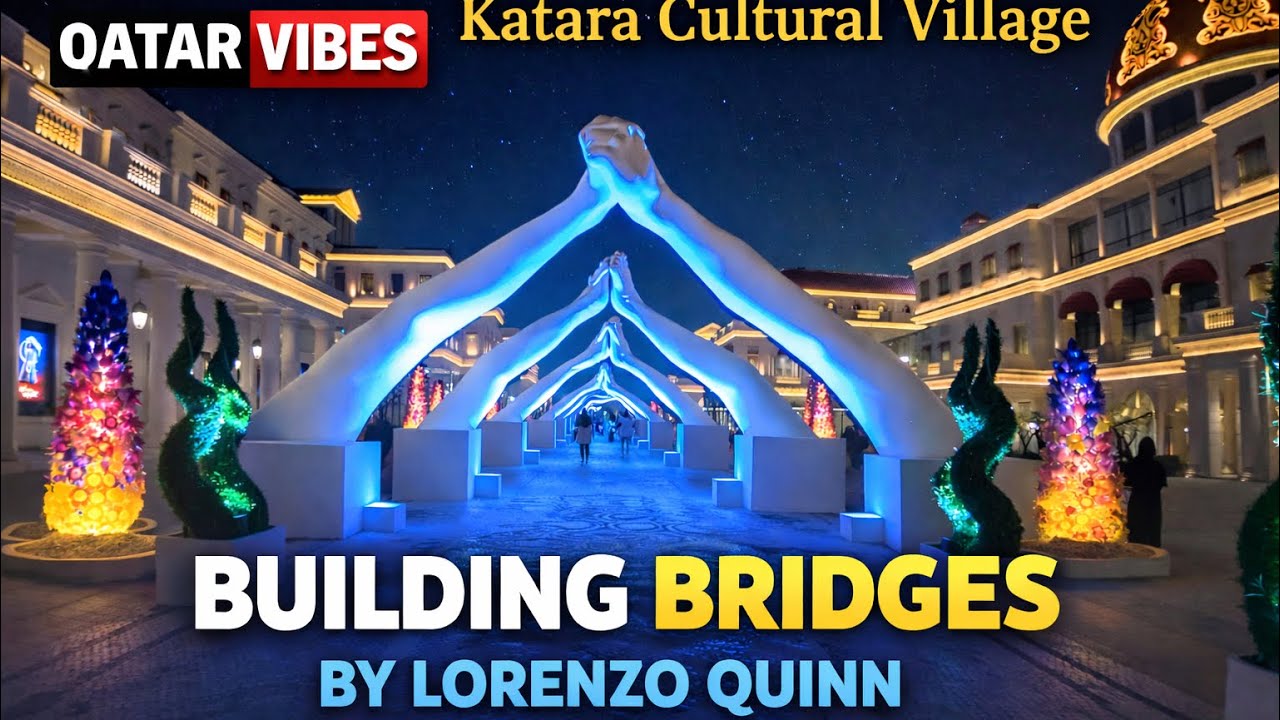Six Hands One Message 🤝 Katara’s Famous Bridge Sculpture by Lorenzo Quinn 🔥 #qatarvibes974 
