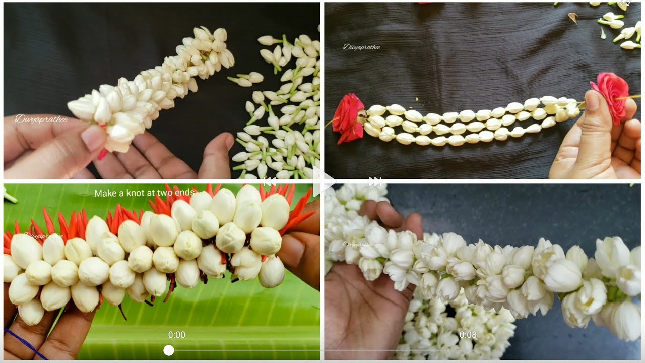 Easy 4 types of Jasmine garland at home