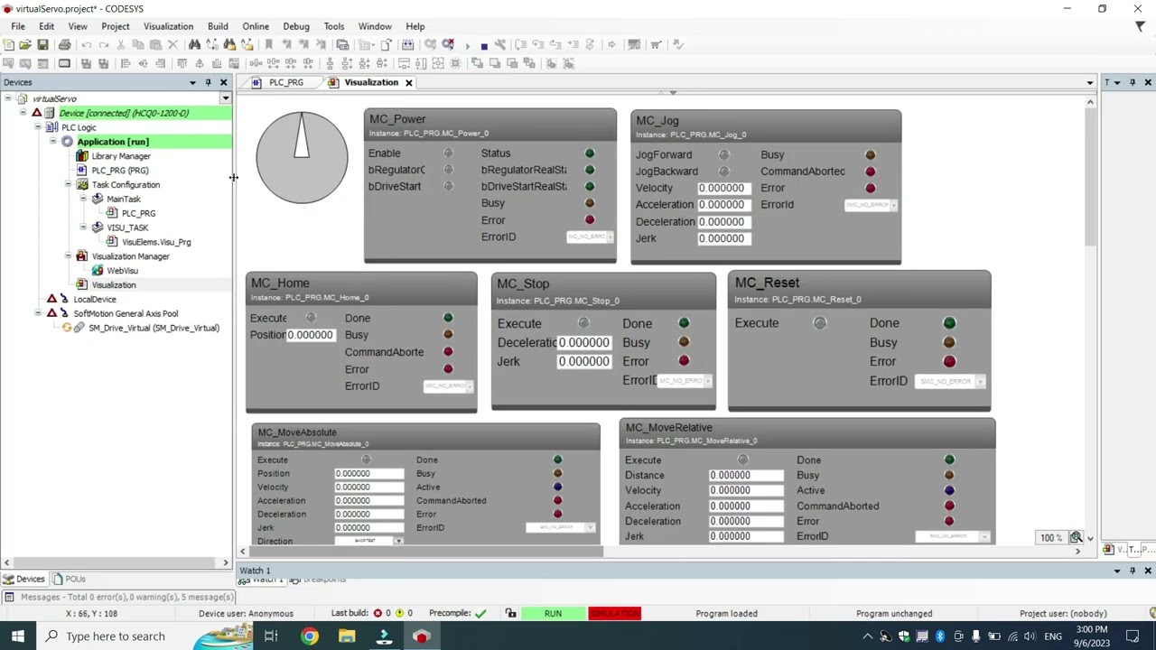Codesys Virtual Servo With Ready SM3 visualization Blocks