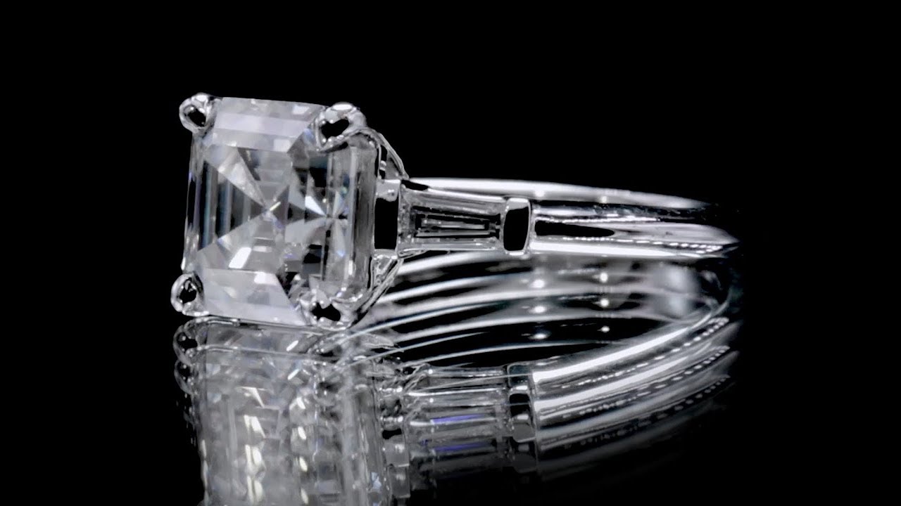 F&B Jewelry Showcase: Modified Quinn FAB 8mm Asscher Moissanite And Tapered Baguette Sides Ring