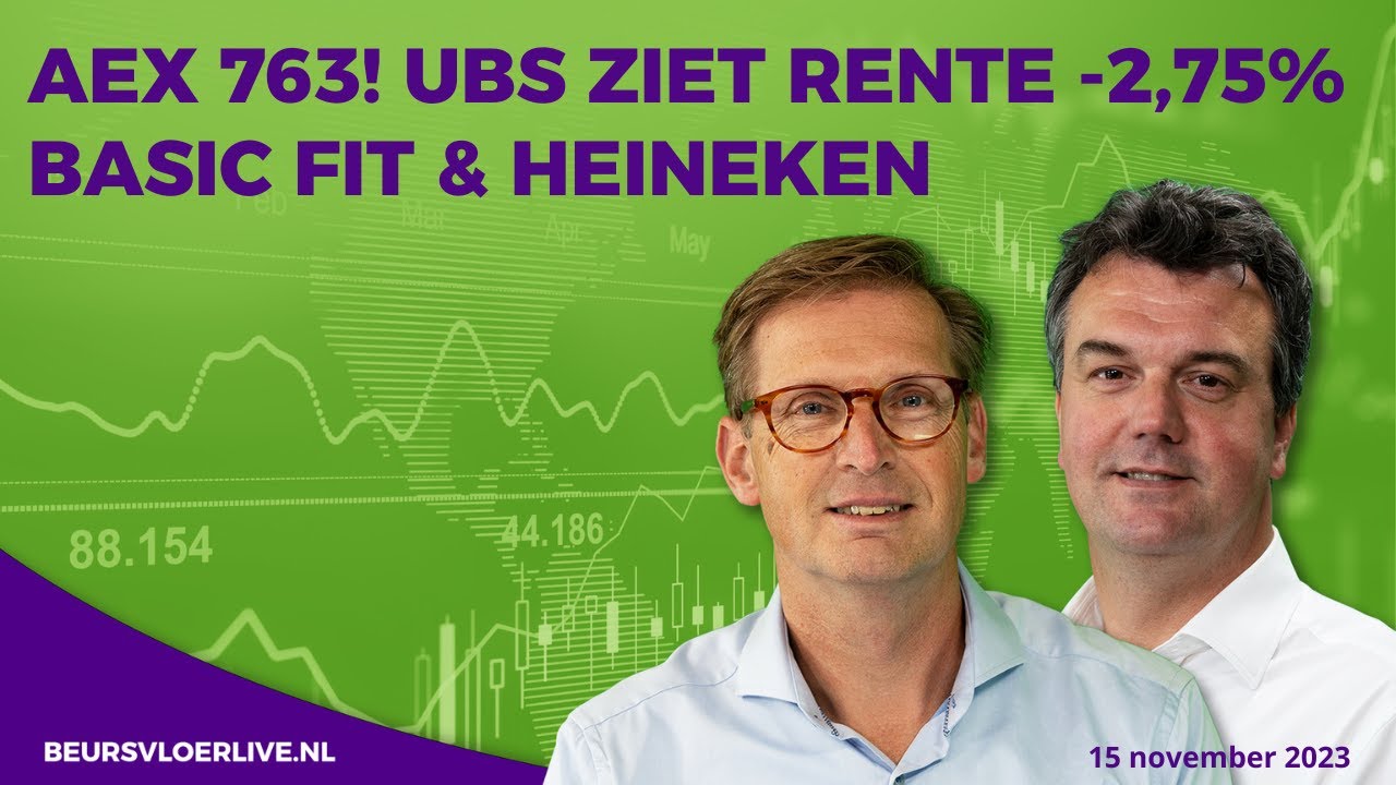 AEX 763! UBS ziet rente VS -2,75%. Analyse Basic Fit en Heineken.