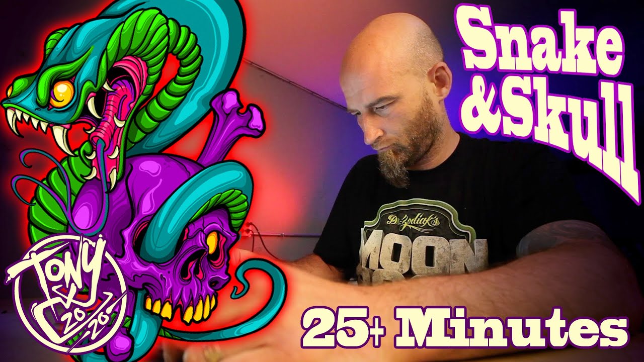 Ipad Pro/ Procreate Snake skull 2020 by tattoo artist Tony Ciavarro