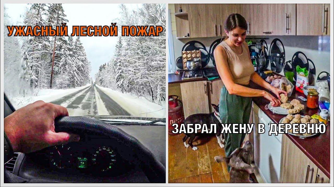 УЖАСНЫЙ ЛЕСНОЙ ПОЖАР | Делаю стеллаж для заготовок | ЗАБРАЛ ЖЕНУ В ДЕРЕВНЮ | Страшная авария